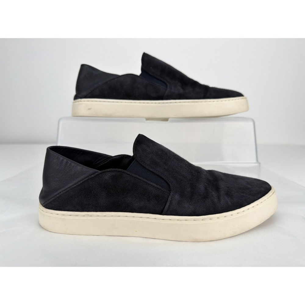 Vince Blair Slip On Sneakers Mens 8.5 Navy Suede Leather Minimalist Luxury